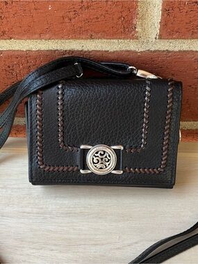 Brighton Barbados Autumn Petie Organizer Crossbody Black &‎ Brown Stitch